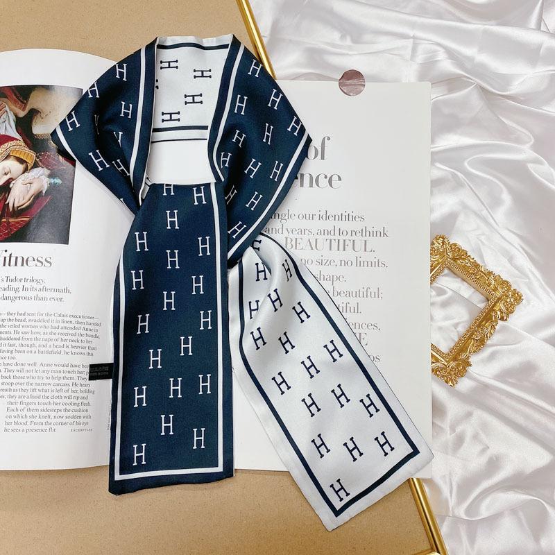 Print Flower Small Scarf For Women Handle Bag Ribbons Fashion Head Scarf Small Long Skinny Scarves Headbands