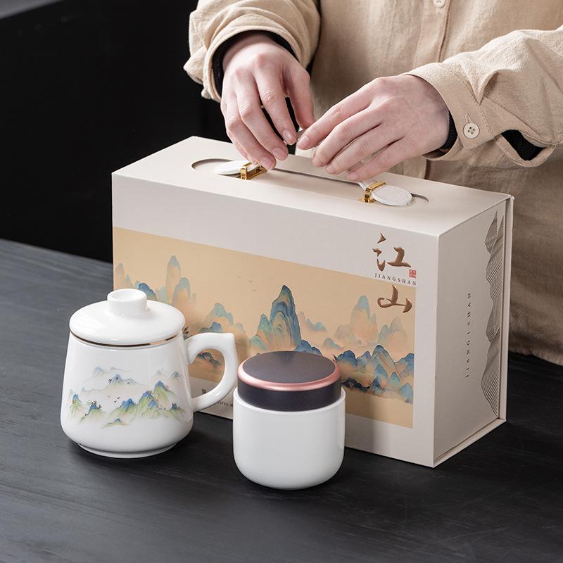 Ceramic handle mug, tea cup, high-grade tea separation cup, large-capacity filter water cup, gift.