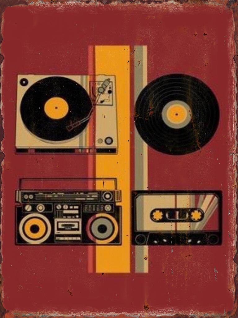 Vintage s Tape Cassette Metal Tin Sign  Retro Wall Decor for Home Hallway Bedroom Living Room  Iron Painting Plaque