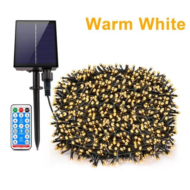 Szybkie, ładowane na energię słoneczną lampki świąteczne Solarne patio na świeżym powietrzu LED String Light Świąteczna girlanda Dekoracja ślubna Lampa ogrodowa na trawnik