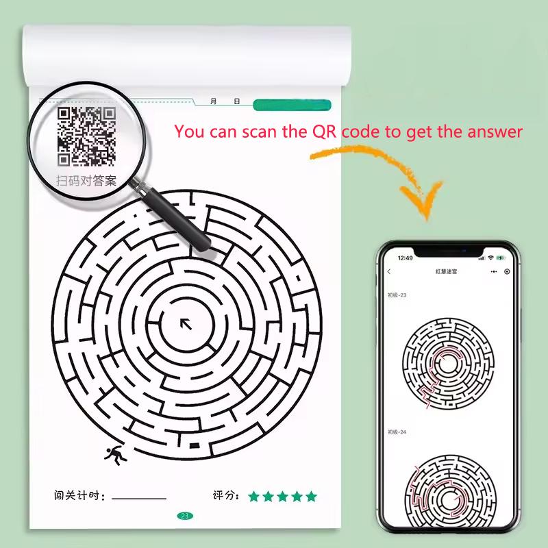 Non-Toxic 64 Maze Challenge Game Book Student Concentration Training Intelligence Development Puzzle Children Spatial Thinking Maze Game