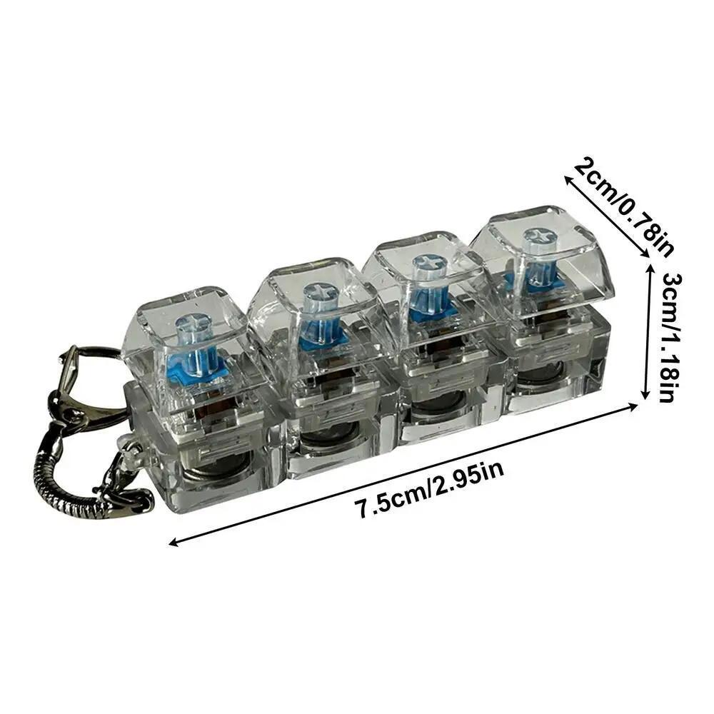 Portachiavi 4 Tasti Tastiera Meccanica Sollievo dallo Stress Clicker Tastiera Fidget con Luce RGB per Ufficio Casa Adulti Bambino Strumento di Decompressione