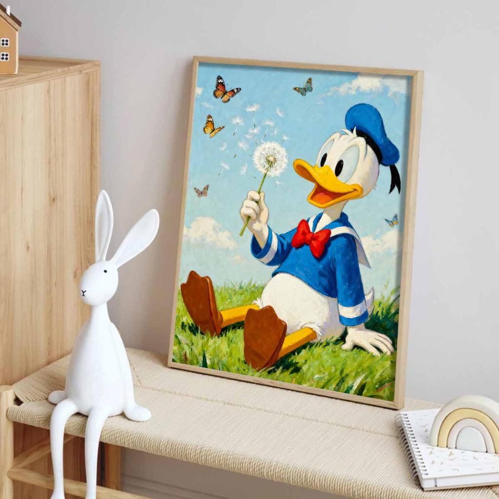 Disney diamond painting kit Donald Duck with butterflies for living room, bedroom, study and other interior space decoration
