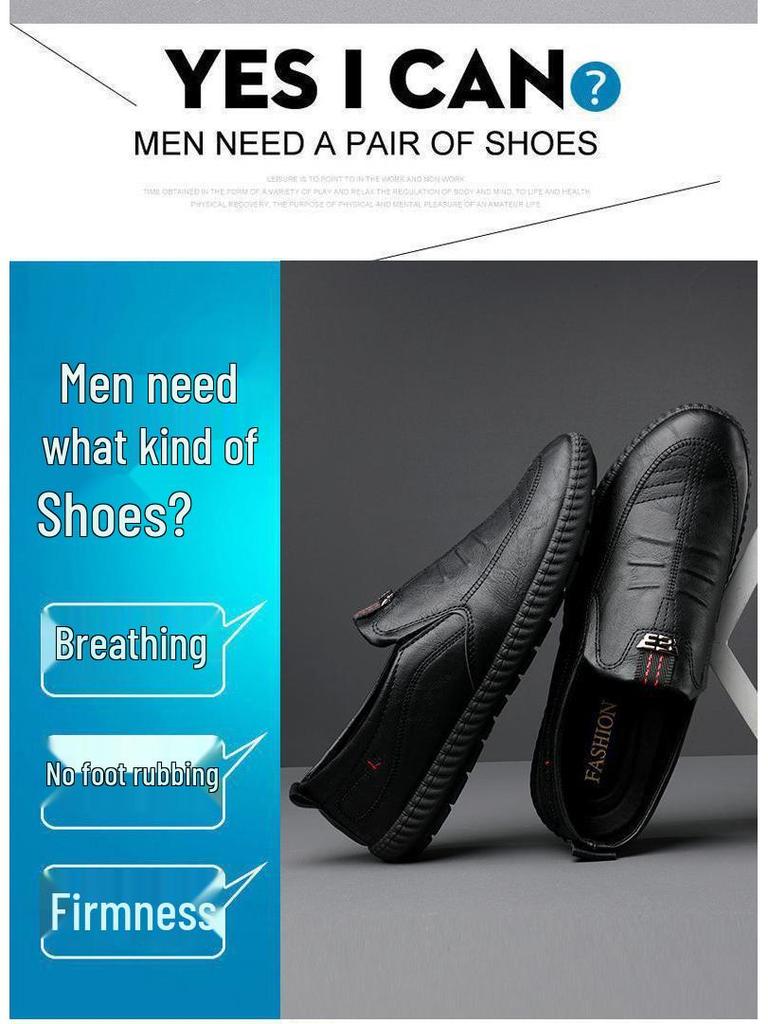 2024 Spring Men's Soft Sole Leather Shoes - Non-slip, Wear-resistant, Business Casual
