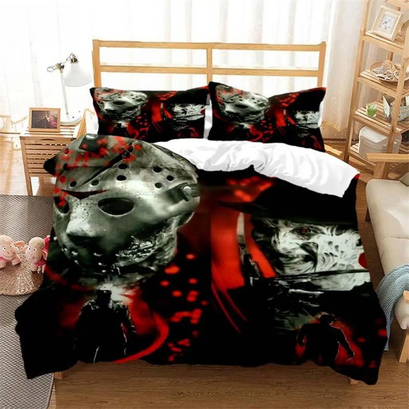 Halloween Horror Movie Clown Printed Quilt Cover Pillowcase Queen Bedding Set Bedding Set Luxury Personalized Bedding