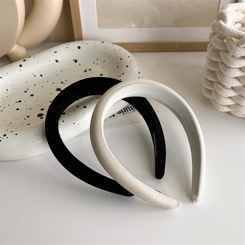 Chic Autumn Winter Soft Flannel Cloth Sponge Padded Headbands for Women Girls Daily Casual Shopping Headdress Simple Head Hoop