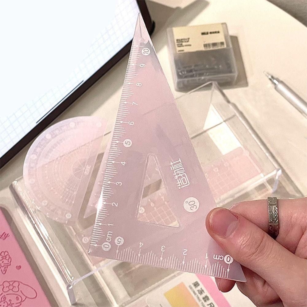4PCS/Set Thickened Straight Ruler Transparent Set Square Multifunctional Jelly Ruler Set  Boys/Girls