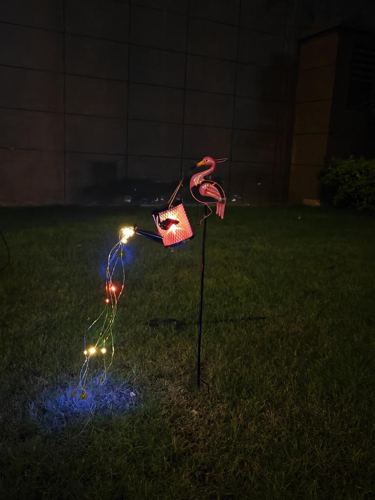 Solar Kettle Light: Outdoor Garden Decoration with Wrought Iron Water Sprinkler