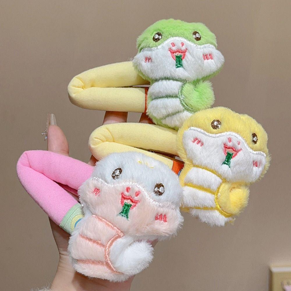 Red Hairband 2025 Happy New Year Headband Hairpin Plush Snake Year Headband New Year Pendant  Girl