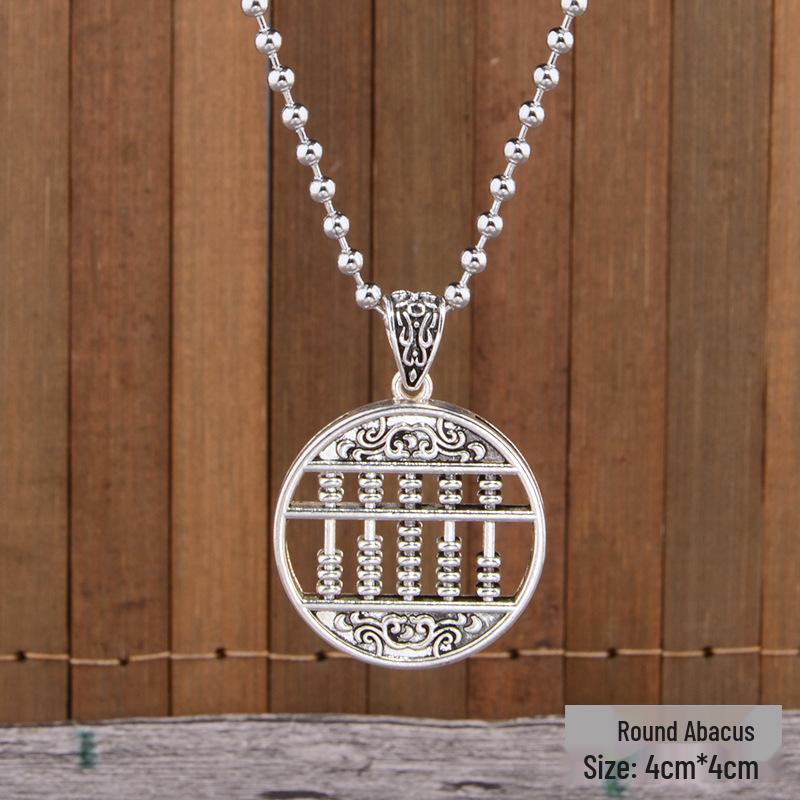 East Butterfly Ethnisches Langes Halsband - Retro Langlebigkeitsschloss-Anhänger & Runde Perlenkette für Männer & Frauen