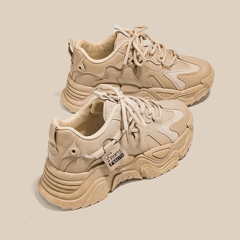 

Thick-soled heightening women s shoes dad shoes light and non-slip small casual sports shoes spring and autumn new shoes 35 хаки