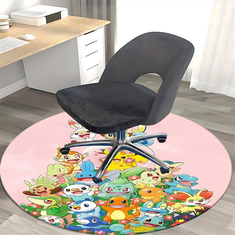 1pc Pokemon Go Pikachu Charmander Eevee Umbreon Espeon Jolteon Flareon Round Carpet Office Chair Mat Non-Slip Rug