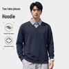 Baleno Men's Long Sleeve Polo Collar Faux Two-Piece Sweatshirt