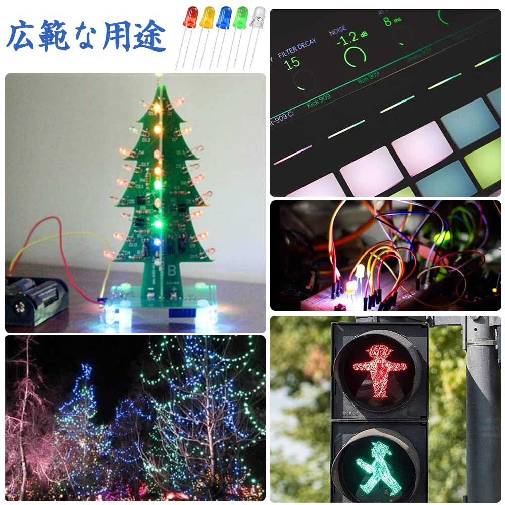 Samcos Light Emitting Diode, Transparent LED Diode, 0.1 Inch (3 Mm), 0.2 Inch (5