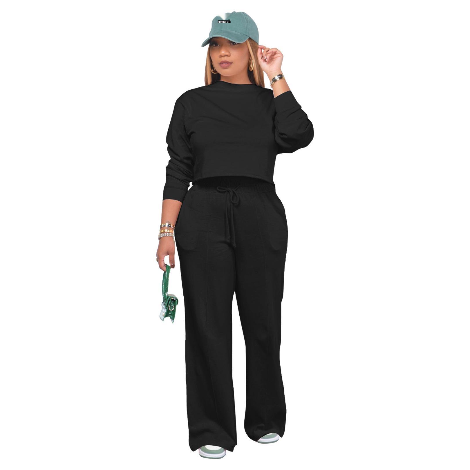 

AL253 Women s Thickened Casual Hoodie Two-Piece Set for Autumn & Winter - Long Sleeve Sportswear Small чорний
