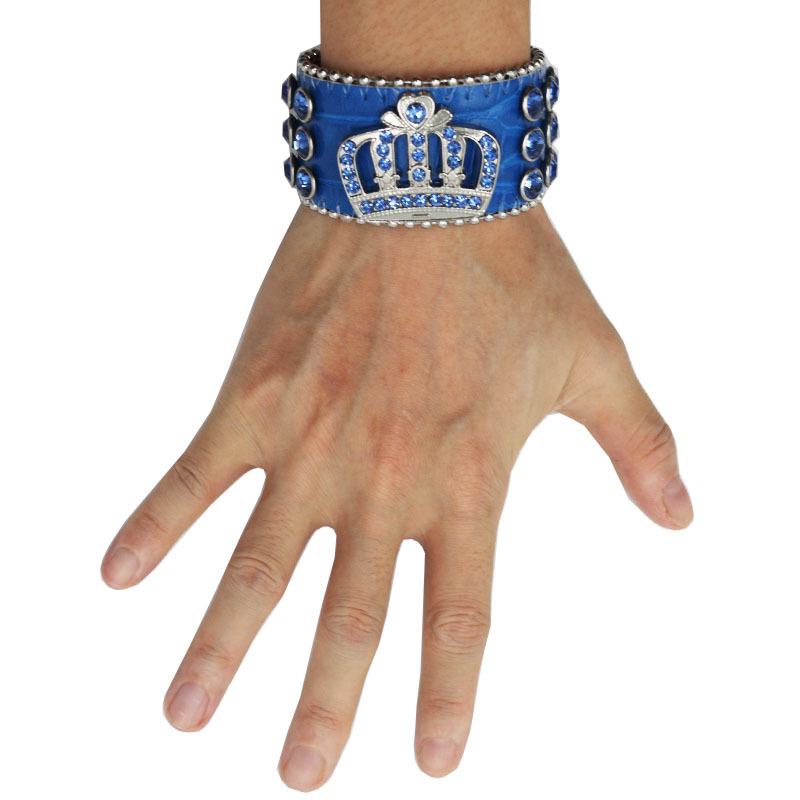 European and American Popular Crown Rhinestone Bracelet Jewelry Design Diamond PU Leather Hand Jewelry