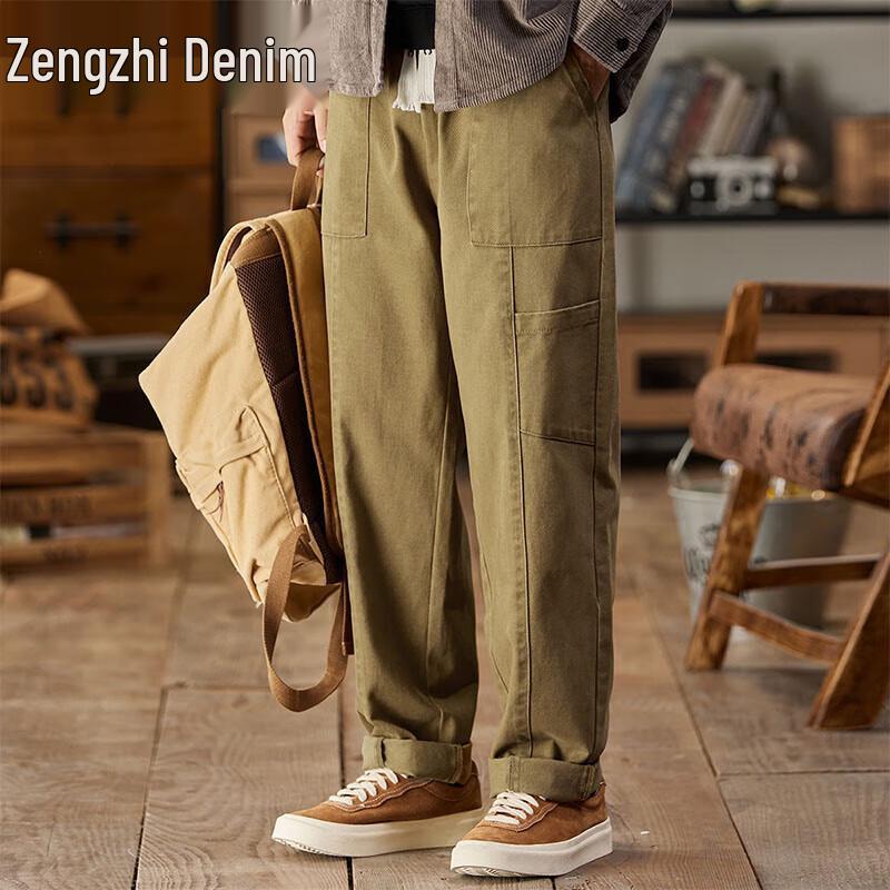 Zengzhi Men's Japanese Retro Loose Straight Workwear Casual Pants
