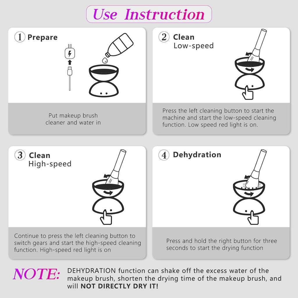 Portable Electric Makeup Brush Cleaner Automatic Brushes Washing and Drying Machine with Built In Silicone Bumps 2