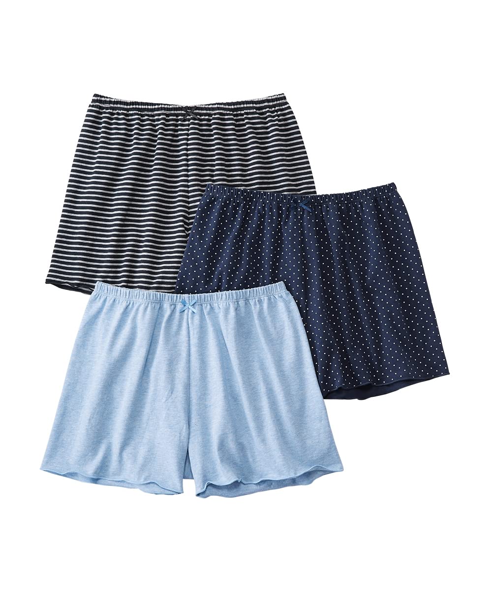 

Nissen Обычные шорты-боксеры из эластичной смесовой ткани, свободного кроя, в горошек и меланж, размер M, женские, 3 штуки, в горошек, в полоску, синие,