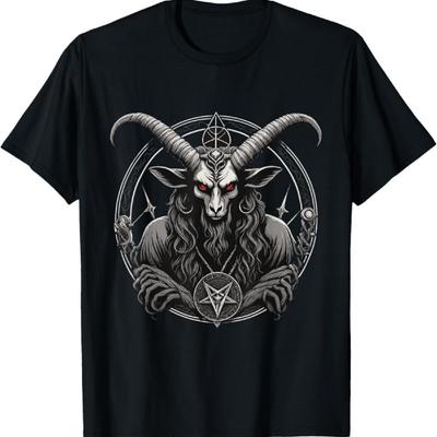 Baphomet Pentagramm Schwarz Kult Satanist T-Shirt
