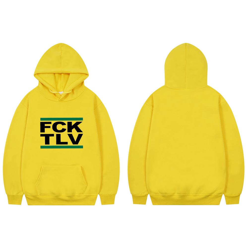 

FCK TLV 2D Print Толстовки женские унисекс модные толстовки с капюшоном XXXL жёлтый