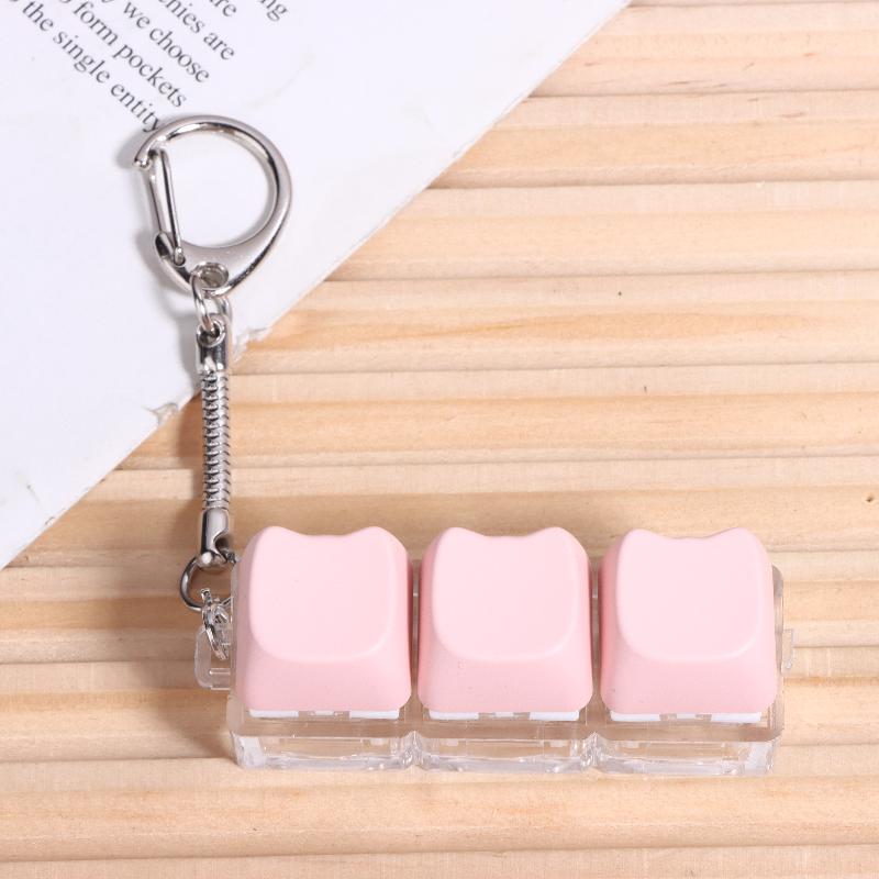 

3 Keys Keyboard Anti-Stress Toy Mechanical Keyboard Keycaps Keychain Decompression Keyring Gift Fingertip Key Cap Pendant розовый