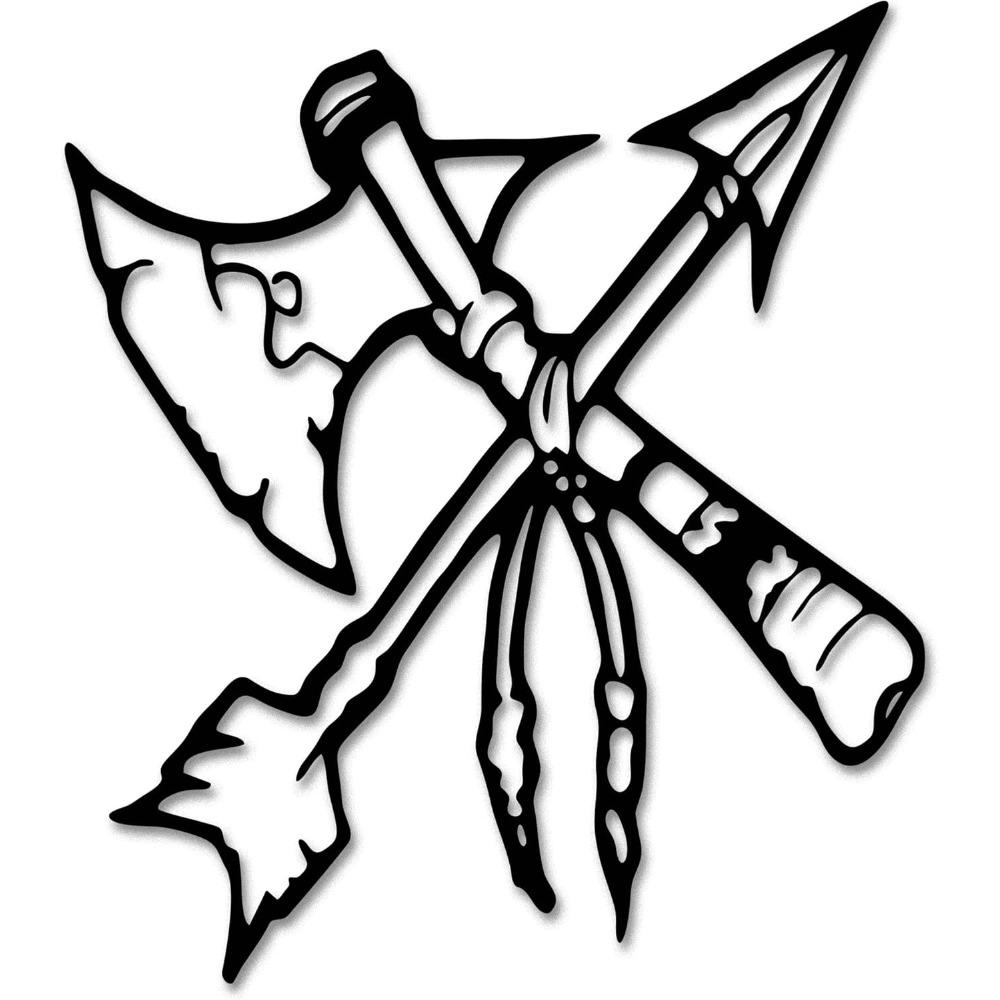 Metal Arrow Wall Art Native American Viking Decor Axe with Arrows Black Rustproof Home Decor 12.5x11 inch for Living Room Office Garden