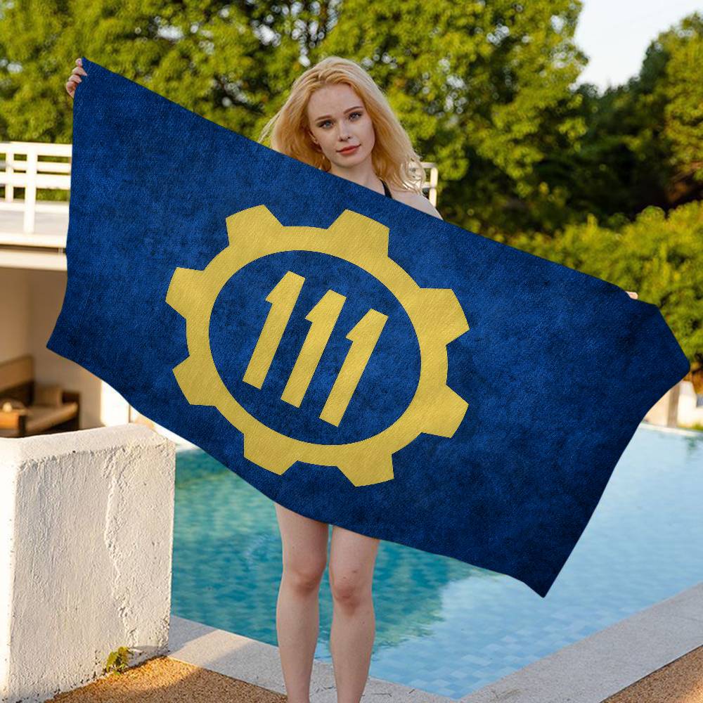 Games V-Vault T-Tec Logo Big Microfiber Beach Towels Quick Dry Towel Sand Beach Towels Pool Towel for Travel Swim Pool Yoga