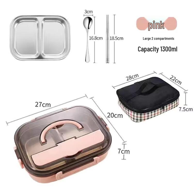 ZISIZ 304 Stainless Steel Insulated Divided Lunch Box