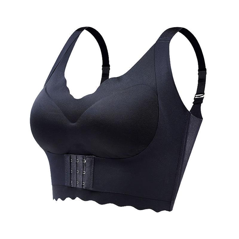 Plus Size Women's Thin Fixed Full Cup No Trace Front Button Adjustment Type Correction Bra
