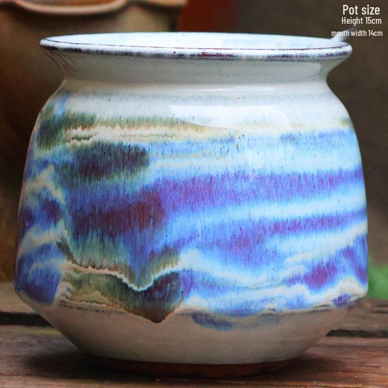 Yixing Zisha Coarse Pottery Flower Pot with Feet: Large Ceramic Succulent Planter for Green Plants & Flowers.