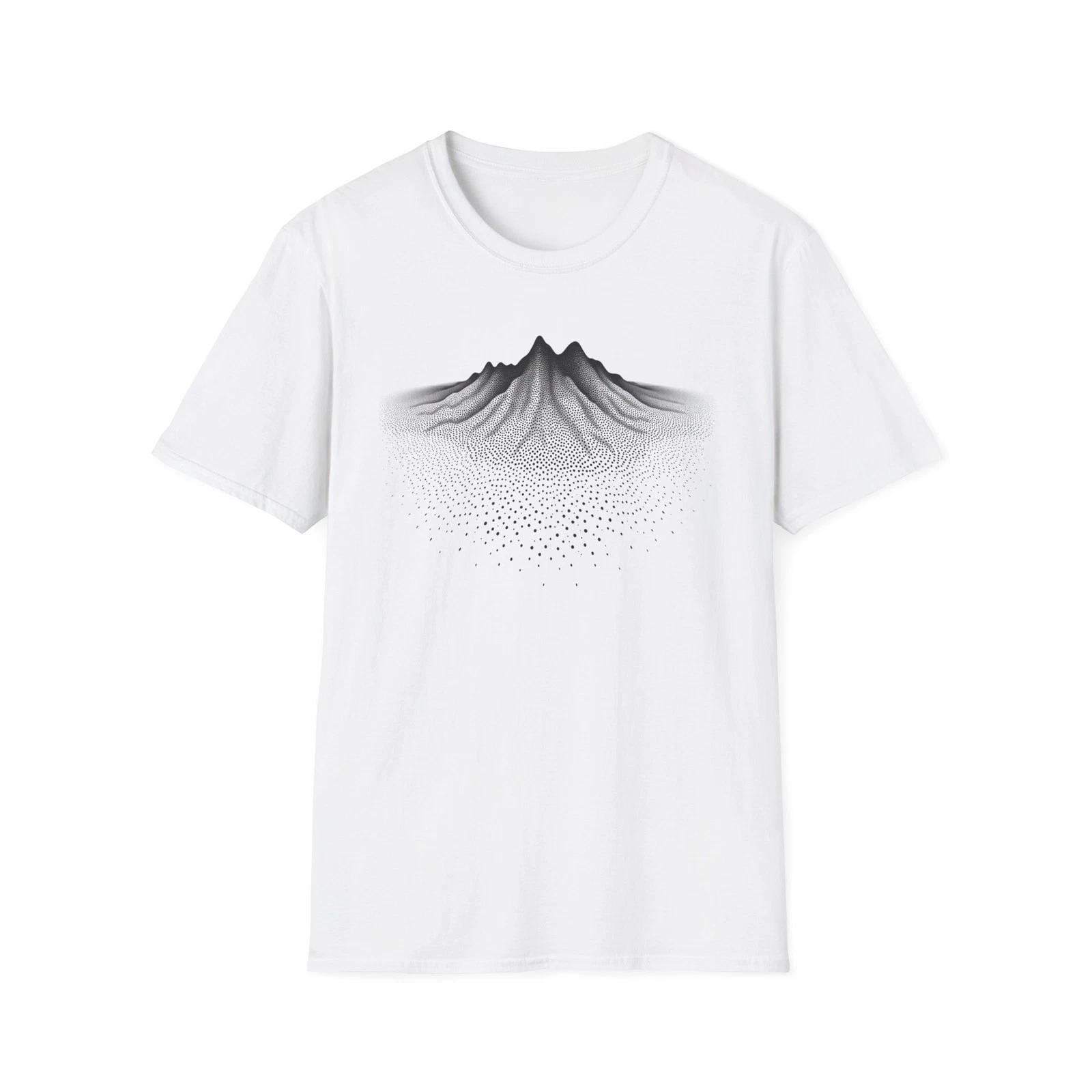 Minimal Dotwork Mountain T-Shirt | Line Art Landscape S