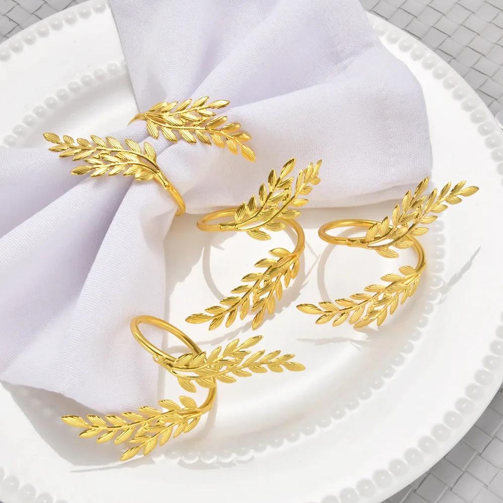 156Pcs Gold Leaf Napkin Rings Fall Napkin Holder for Christmas Thanksgiving Wedding Dinnig Table Decoration