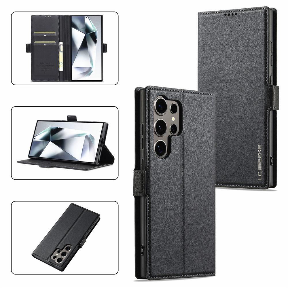 Flip Wallet Lederhülle für Samsung Galaxy S25 Edge S24 S23 S22 Ultra S21 Plus S20 FE Handyhülle Kartenfach Ständerhalter Coque
