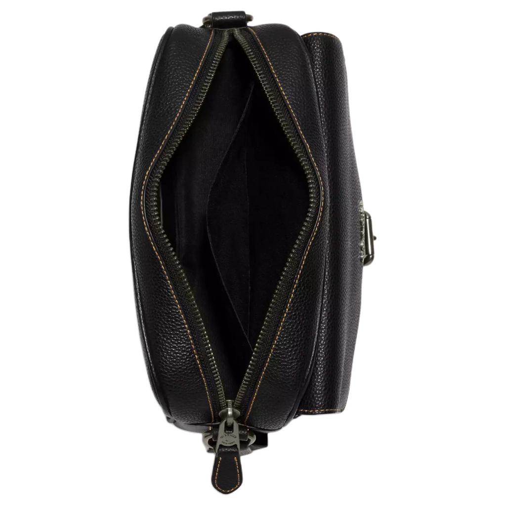 Coach Hudson 23 Logo Zip Closure Leather Crossbody Bag Medium Men Bags Bronze Black CR386-QBAE4