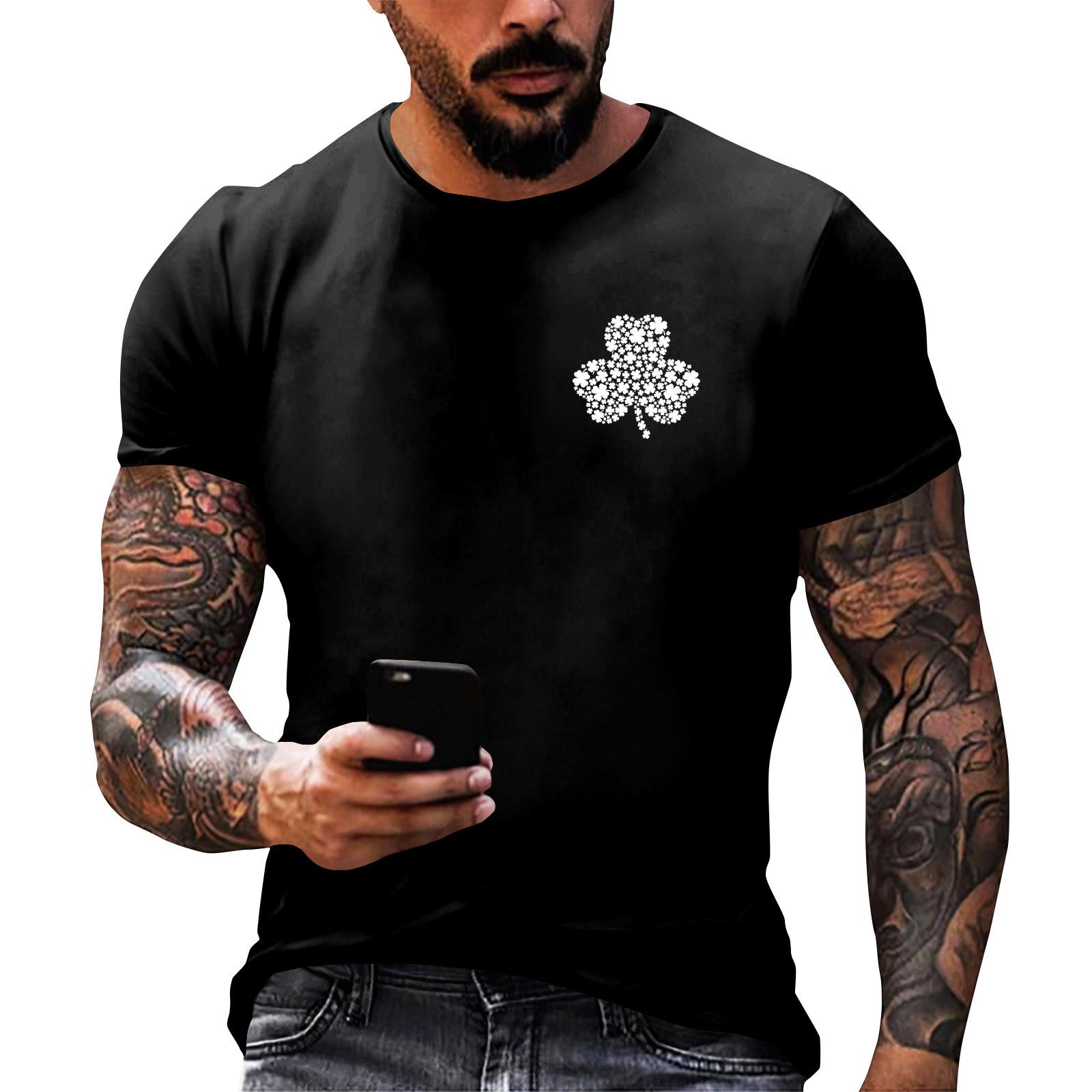 

улица. Принт ко Дню Патрика - мужская повседневная футболка с круглым вырезом и короткими рукавами L белый