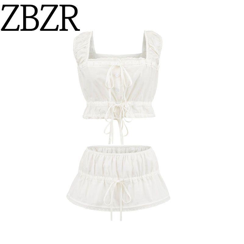 Zbzr Spring New Women Clothes Western Style Fashion Lace Trim Bow Drawstring Small Top Elastic Short Culottes