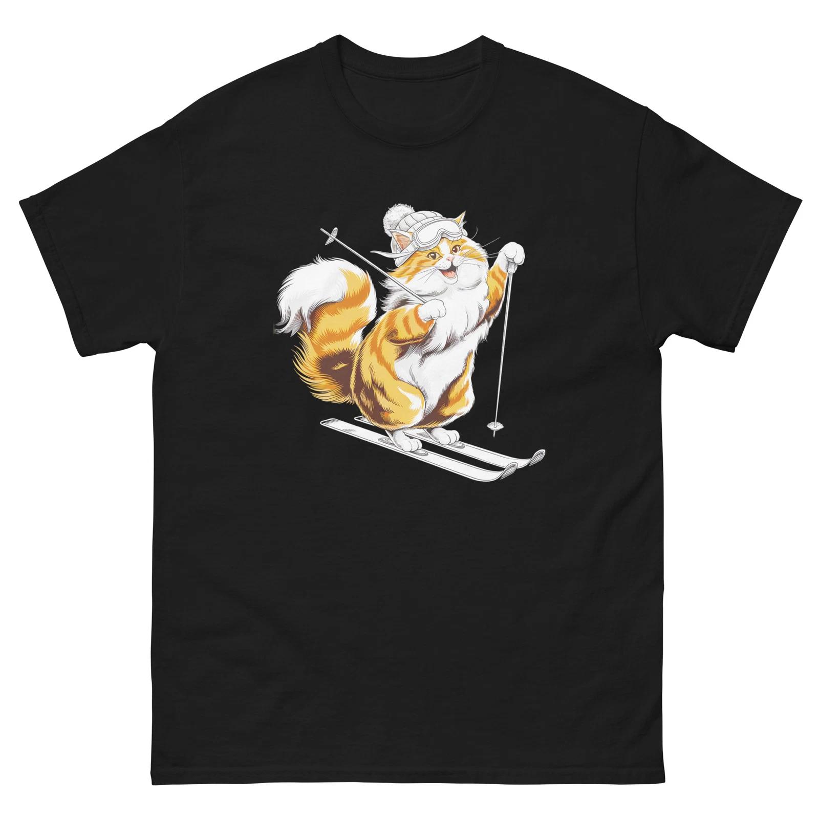 Персидская кошка катается на лыжах Веселье Лыжи Лыжник Футболка S