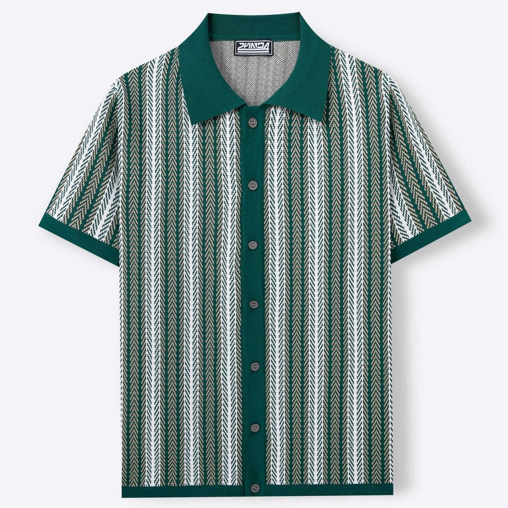 Polo à Manches Courtes Rayé pour Homme Coupe Décontractée Confortable Multicolore