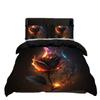 Three-Piece Flame Rose Series Quilt Cover 3D Digital Printing Bedding Kit