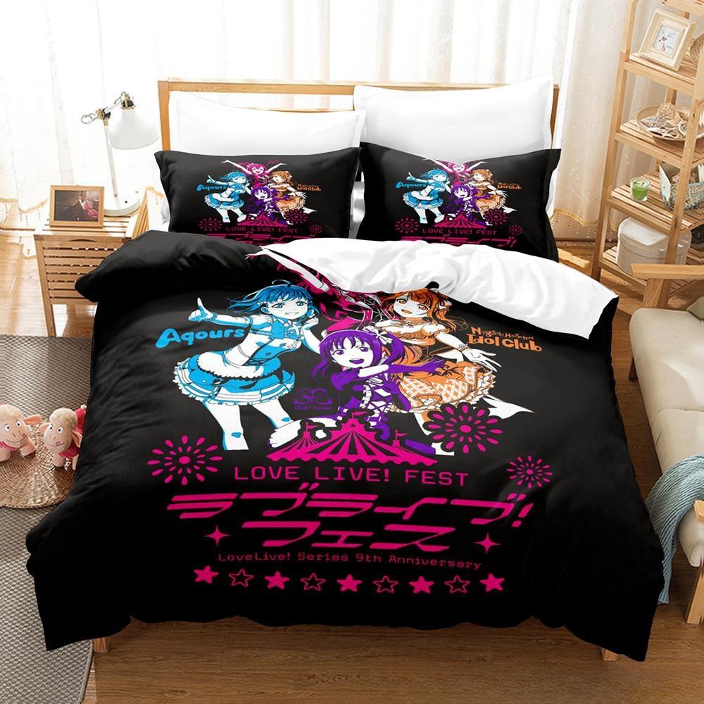 Fashion 2025 New Kawaii Love Live! Bedding Set Cartoon Anime three-piece Set Adult Kid Bedroom Duvet Cover Sets Home Textiles