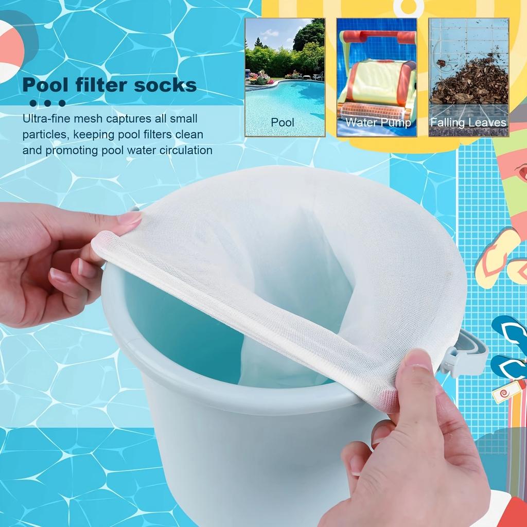 Filter Storage Pool Skimmer Socks Nylon Swimming Pool Filter Socks For Baskets Skimmers White Pool Supply
