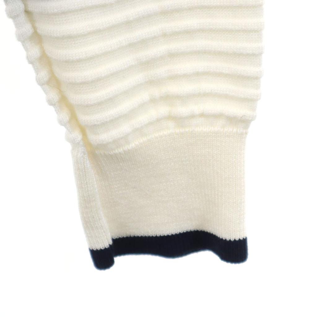 Emporio Armani Border Pattern Long sleeve knit M white sweater Men's Used