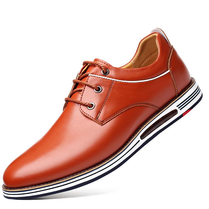 New Men's Casual Shoes Lace-up Leather Breathable Casual Leather Shoes Men's Trendy Shoes