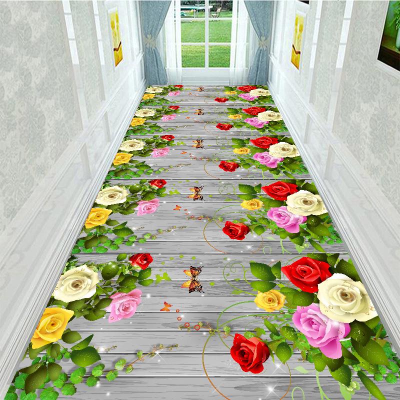 Long Corridor Carpet Floral Stair Carpet Entrance/Hallway Hotel Aisle Rug Living Room Bedroom Rugs