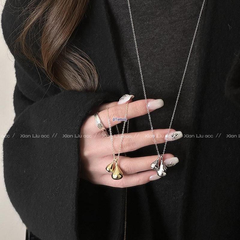 2025 Gold Water Drop Pendant Necklace: Elegant Long Chain for Women