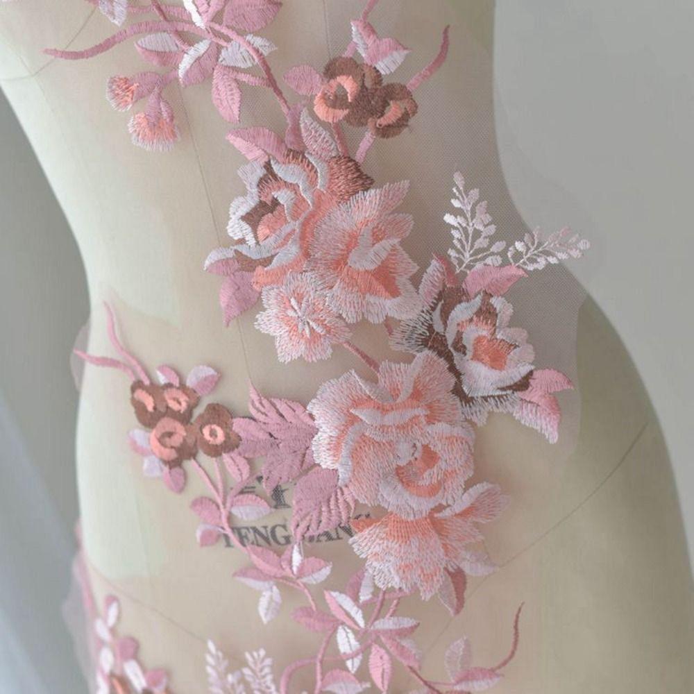 Mesh Bottom Flower Embroidery Patch Floral Design Sew On Sew On Floral Patch Applique Lace Trim Wedding Dress Stickers