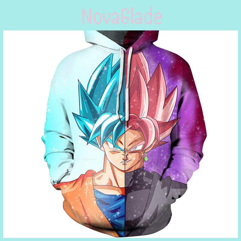 Polyester Dragon Ball Z Super Saiyan Goku Men Women Anime Pullover Hoodie**