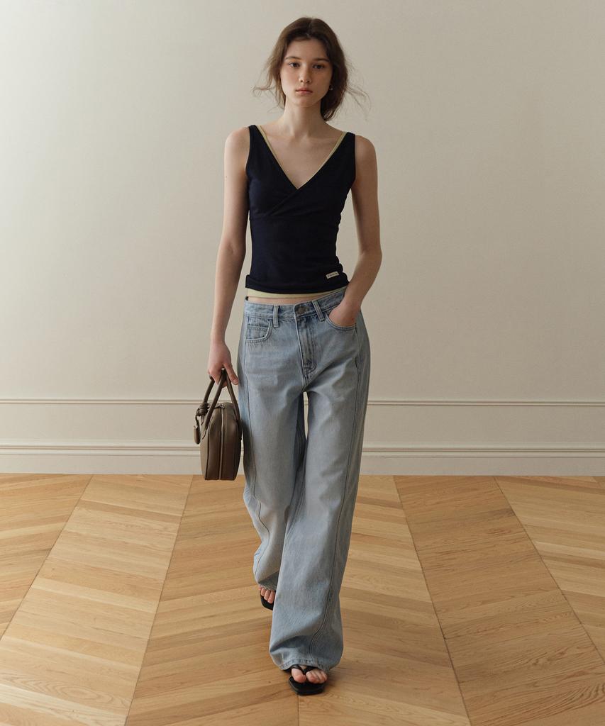Poyueoaijeuonli Rion Side Panel Loose Denim (Light Blue)