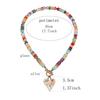 Handmade Retro Corn-Stained Glass Heart Pendant Necklace with Beaded Choker for Women